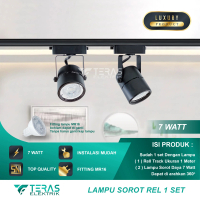 Paket Lampu Sorot 1 set isi 2 + Rel 1M LED Track Light Rel Spotlight