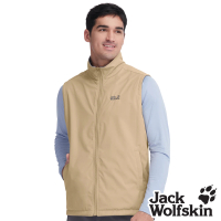 Jack wolfskin 飛狼 男 雙面穿防風保暖背心 外層防潑水內刷毛(黃金棕/灰)