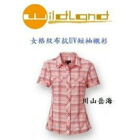 [ WILDLAND 荒野 ] 女 格紋布抗UV短袖襯衫 / 特價品 / 91207 {XL}