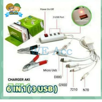 CHARGER AKI MOTOR 6 IN 1 3 USB ON OFF CHARGER HP TC AKI 6IN1 3USB