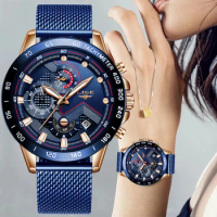 LIGE New Rose Gold Women Watch Top Brand Luxury Watch Women Quartz Sport Women's Bracelet Watches Waterproof Relogios Feminino