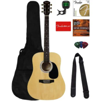 Acoustic Guitar - Natural Bundle with Gig Bag, Tuner, Strap, Strings, Picks, Guitar