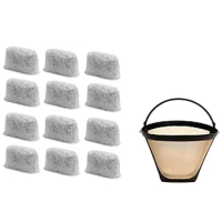 8-12 Cup Coffee Filter &amp; Set Of 12 Charcoal Water Filters For Cuisinart Coffee Maker And Brewers. Replaces For Cuisinart No.4 Co