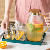 冷水壺 家用耐高溫玻璃杯大容量條紋水壺