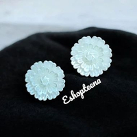 A51 anting hijab JEPIT_anting jepit (telinga) bunga warna new_anting jilbab_Anting wanita Bunga puti