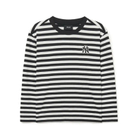 【MLB】童裝 條紋長袖T恤 紐約洋基隊(7ATSB0134-50BKS)