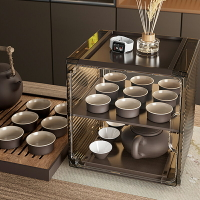 茶具收納盒透明放功夫茶杯茶壺杯架酒杯防塵杯子收納架置物架子