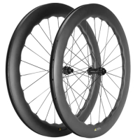 700C Carbon Road Wheels 6560 Disc Brake Wheelset 65mm Clincher 6 Bolt/Center Lock Cyclocross Wheels