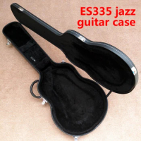 Jazz ES335 Electric Guitar Hard Case, Black Leather With Black Lining, Chrome Hardware, Free Shipping