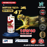 MOTION 4T Ester + PAO API SP JASO MA2 Fully Synthetic Motorcycle Engine Oil (15W50/10W40/10W50/10W60