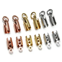 20pcs/lot Stainless Steel Crimp Bead End Caps with Jump Ring Connector Clasp Components for 2 3 4 5 mm Rope DIY Jewelry Making