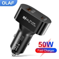 Olaf USB Car Charger Quick Charge 3.0 QC3.0 PD25W Fast Charging Car Phone Charger Type C for Samsung Xiaomi iPhone