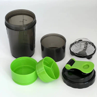 【Dhot】 3 Layers Shaker Protein Bottle Powder Shake Cup Water Bottle Plastic Mixing Cup Body Building