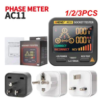 1/2/3PCS Socket Tester Smart Detector Digital Display Outlet Checker RCD GFCI NCV Live Neuter wire Test EU US UK Plug