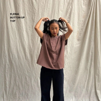ASTAS Eleina Button Up Linen Top Casual Pendek
