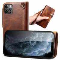 Premium Leather Case for iPhone13 Mini Skin Shell Flip Cover for Apple iPhone 13 Pro Max Business Retro Luxury Buckle