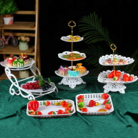 北歐創意家用客廳水果盤茶幾塑料糖果盆生日裝飾甜品臺展示架擺件