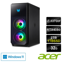 【Acer 宏碁】27型電競螢幕組★i7 RTX4080電競電腦(PO5-650/i7-13700F/32G/2T+1TB SSD/RTX4080/W11)