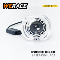 WERACE Lampu Depan LED Projie Biled Laser Ring Biru Devil Eye RGB 4.5 Inch High Low Putih Kuning 40W