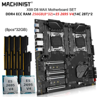 MACHINIST X99 Motherboard Set LGA 2011-3kit Xeon E5 2695 v4 Dual CPU Processor 8*32=256GB DDR4 ECC RAM Memory NVME M.2 D8 MAX