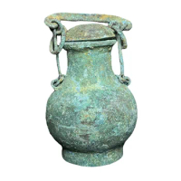 Unearthed Antique Han Dynasty Bronze Ware Beam Bottle Buddha generation blessed old goods Ware home office decoration crafts gif