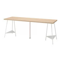 LAGKAPTEN/TILLSLAG 書桌/工作桌, 染白橡木/白色, 200x60 公分