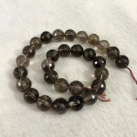 Natural Crack Smok y Quartz Faceted,8mm 10mm 12mm 14mm 16mm Faceted Round Gem stone Loose Beads For Jewelry,1of 15.5" string