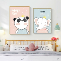 暖心動物北歐兒童房臥室床頭卡通動物裝飾畫溫馨男孩女孩房間掛畫
