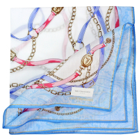 TRUSSARDI  經典皮繩鍊條飾邊大款帕領巾(藍色)