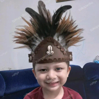 Topi Adat Papua / Topi Bulu Ayam Papua/ Topi Tari Anak Terlaris