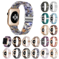 Resin Strap For iWatch Series 4 42mm 44mm Stainless Steel Metal Buckle Bracelet For Apple Watch Series 1 2 3 38mm 40mm Wristband