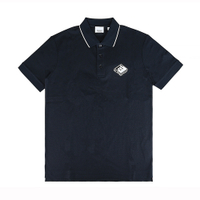 BURBERRY立方體透視字母LOGO刺繡設計棉質短袖POLO衫(男款/深藍)