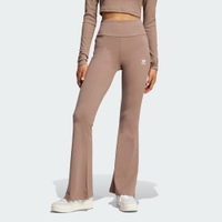 ADIDAS ORIGINALS 愛迪達 阿迪達斯 三葉草 貼身 喇叭褲 女運動長褲-奶茶色 ESS FL LEGGINGS -JC9023