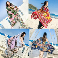 絲巾女春秋季棉麻民族風超大云南麗江沙漠青海湖旅游拍照圍巾披肩1入