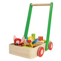 【Plantoys】小鳥推車積木組(木質木頭玩具 學步推車)