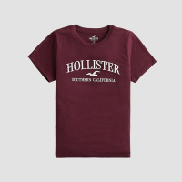 Hollister 海鷗 HCO 熱銷刺繡文字海鷗圖案短袖T恤(女)-酒紅色