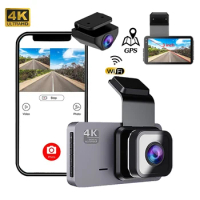 Dash Cam WiFi GPS 4K 2160P Car DVR Front Rear View Camera Drive Video Recorder Night Vision Dashcam Parking Monitor Black Box