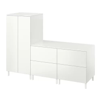 SMÅSTAD/PLATSA 衣櫃/衣櫥, 白色 白色/有兩個抽屜, 180x57x133 公分