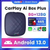 CarlinKit CarPlay Ai Box Plus Android 13 QCM6125 8GB 128GB Wireless Car Play Android Auto Smart TV Box for Online Video 4G LTE