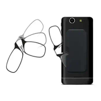 Legless portable clip nose reading glasses can stick mobile phone hanging key glasses for the elderly