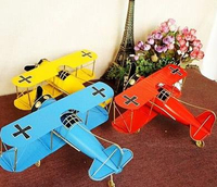 復古美式飛機模型擺件鐵皮家居客廳小裝飾品兒童影樓攝影道具拍照