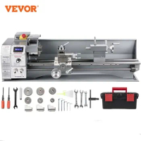 VEVOR 1100W Mini Metal Lathe Machine 220mmx600mm Variable Speed Design Lathe Spindle 38mm Chuck 125mm LED Screen For Metal Lathe