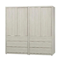MUNA 家居 莫托斯6.4X7尺鋼刷白色推門衣櫥(衣櫃)