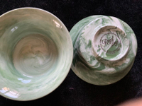 皇家道爾頓大理石紋綠色小飯碗茶水杯直徑11高4.5厘米餐具茶墨池