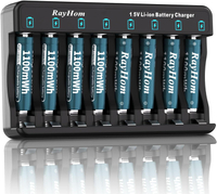 Rechargeable AAA Lithium Batteries with Charger 8Pack Li-ion Triple a Battery 1.5V 1100 mWh High Cap