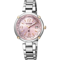 CITIZEN xC系列 親暱典藏光動能鈦金屬腕錶-粉紅銀(EC1044-55W)
