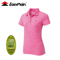 【EasyMain 衣力美 女 排汗短袖POLO衫《玫瑰紅》】SE21004/機能上衣/透氣上衣/運動排汗衫/短袖