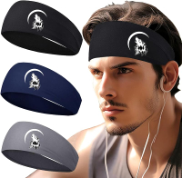 Headbands for Men Women 3pcs Sports Sweatbands Workout Running Sweat Bands Headbands Men Skull Cooli