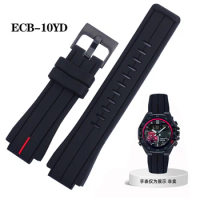 Silicone Rubber Watch Strap ECB-10YD for Casio Watch Men's Ediice Replacement Outdoor Sports Waterproof Watch Strap Watchband