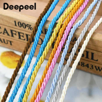 2/5/10M Deepeel 3mm Polyester Braided 3 Shares Rope Macrame Bag Strap Clothes Decor Cord Cushion Pillow Shoes String Accessories